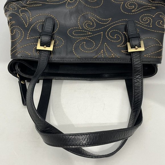 Naturalizer Leather Stitched Smaller Tote Purse Gold Accents - Picture 8 of 16